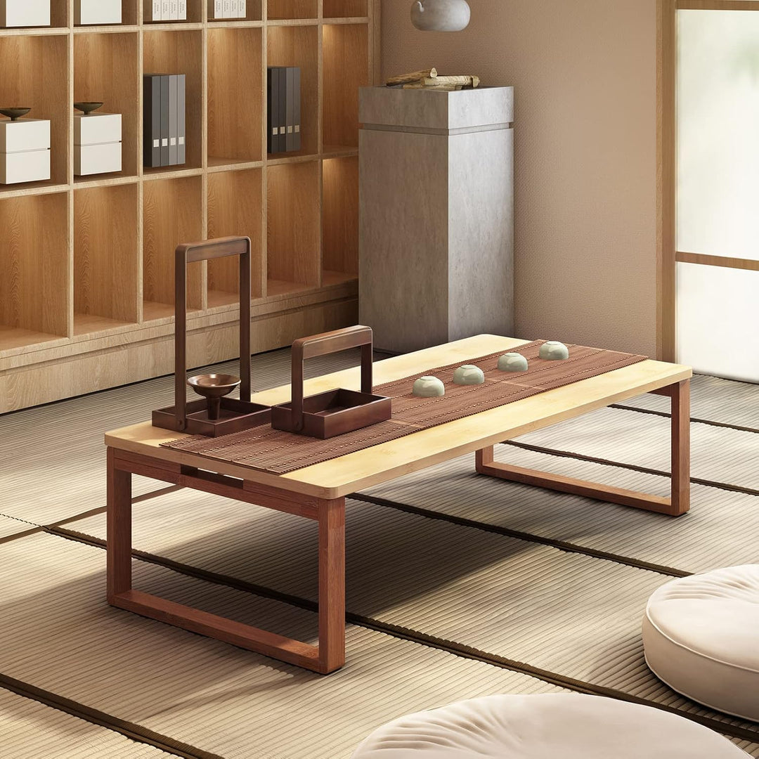 soges Klappbarer Couchtisch Beistelltisch aus Bambus Niedriger Tisch Kaffeetisch Japanischer Stil Co