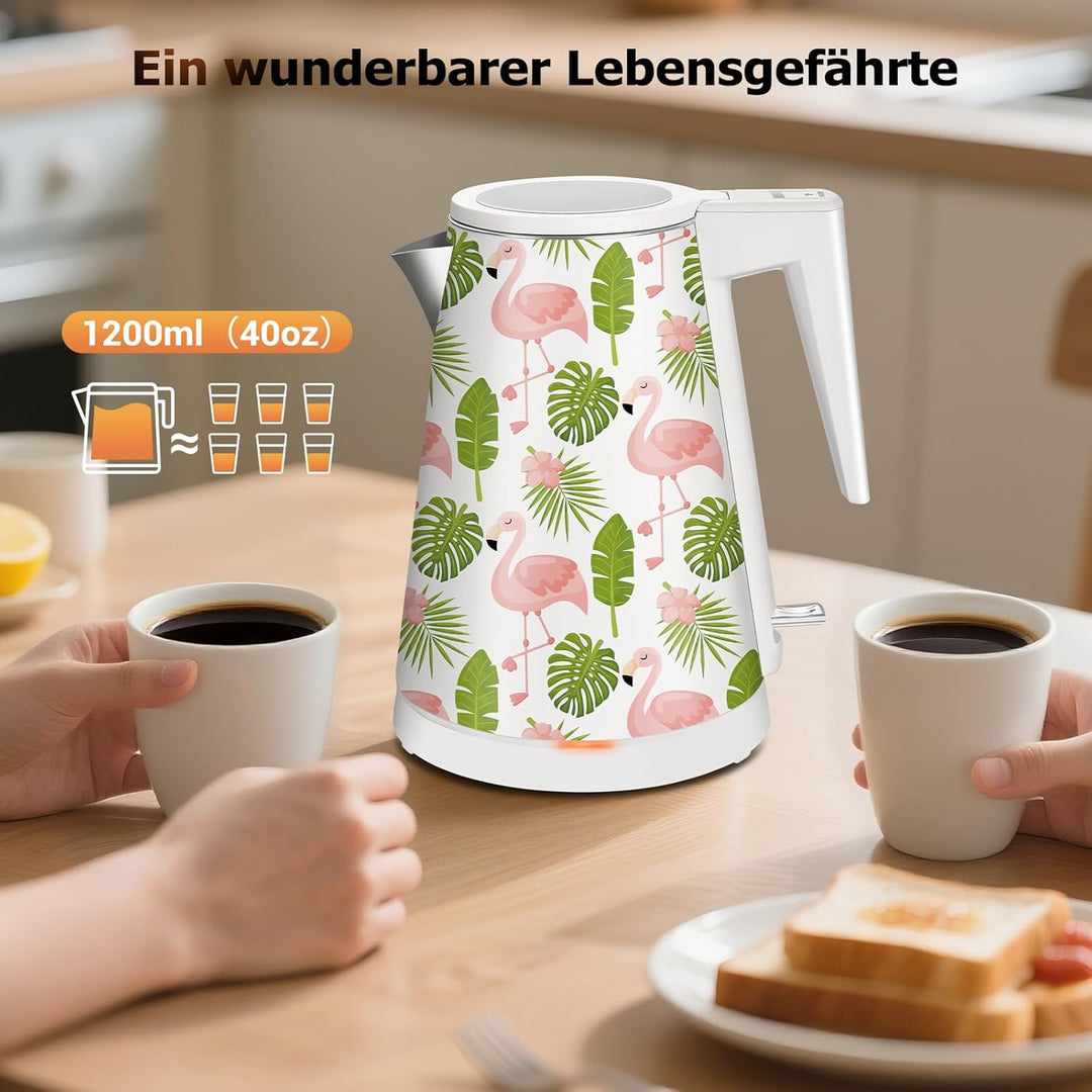1,2L Kabelloser Edelstahl Wasserkocher – BPA-frei, 1000W Schnellkochender Teekocher, Metall Design,