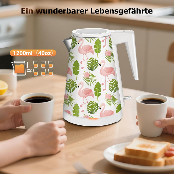 1,2L Kabelloser Edelstahl Wasserkocher – BPA-frei, 1000W Schnellkochender Teekocher, Metall Design,