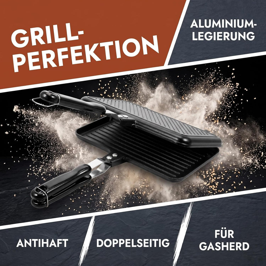 Toyvian Sandwichmaker mit Grillfunktion, Doppelseitige Antihaft-sandwichpfanne, Aluminium-backplatte
