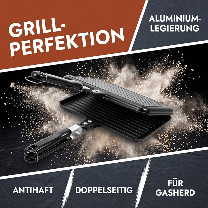 Toyvian Sandwichmaker mit Grillfunktion, Doppelseitige Antihaft-sandwichpfanne, Aluminium-backplatte