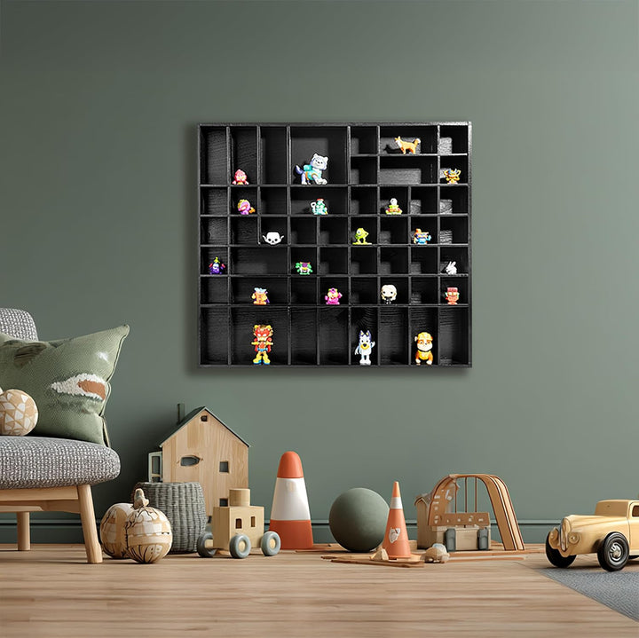 Creative Deco Schwarze Setzkasten Holz Sammelbox Holztablett 51 Fächer | 52 x 46 x 5 cm | Bemalen Ho