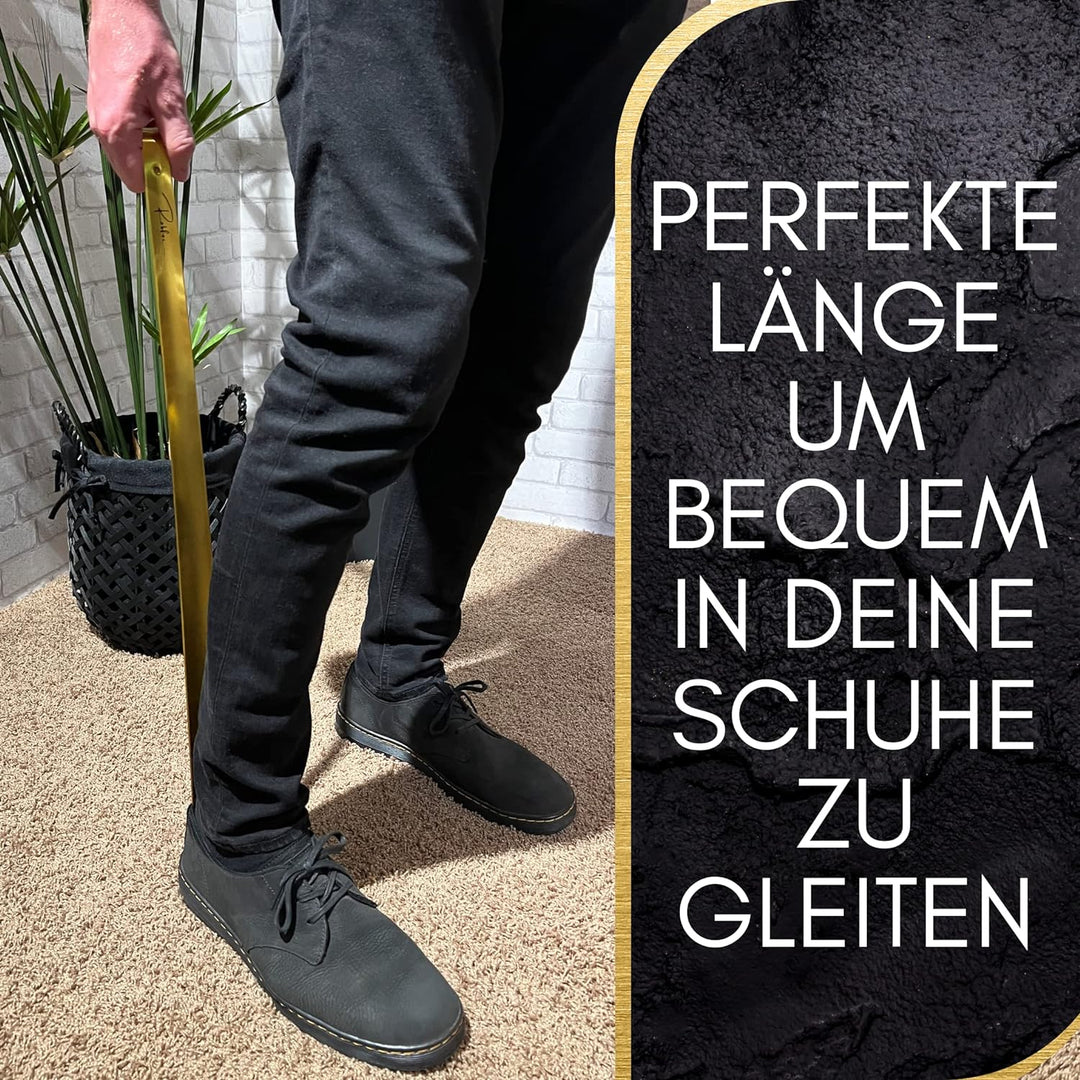 Robfox 70cm Schuhlöffel I extra stabiler Schuhanzieher aus gebürstetem Stahl I 70 cm lange Schuhanzi