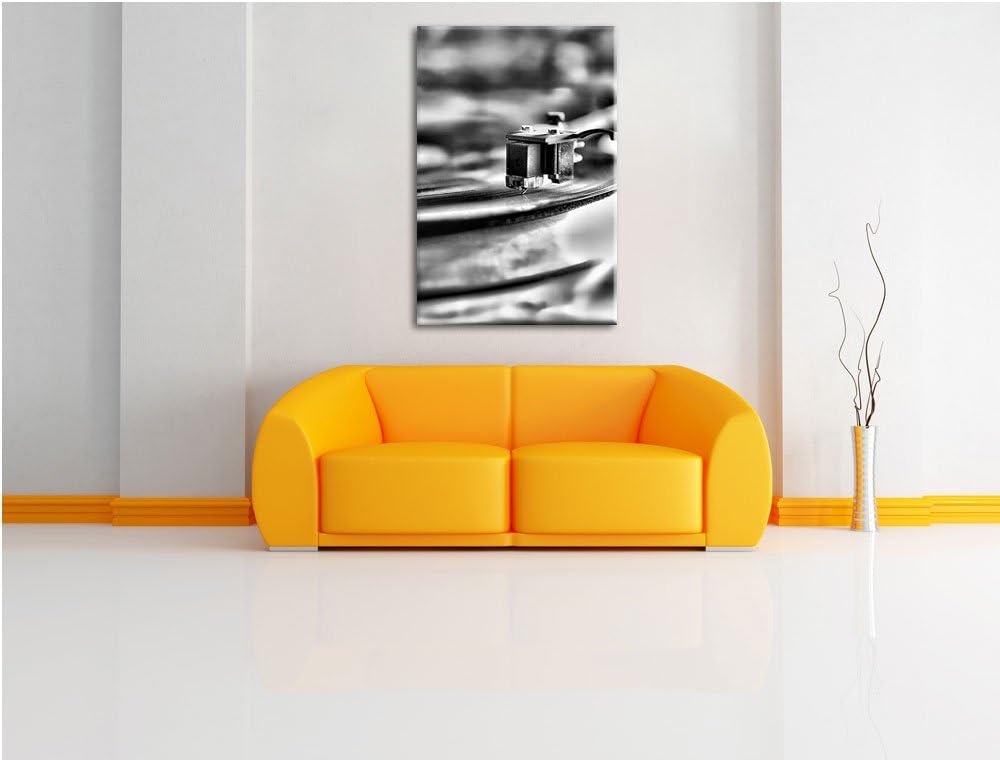 Monocrome, Schallplatte, Format: 100x70 auf Leinwand, XXL riesige Bilder fertig gerahmt mit Keilrahm
