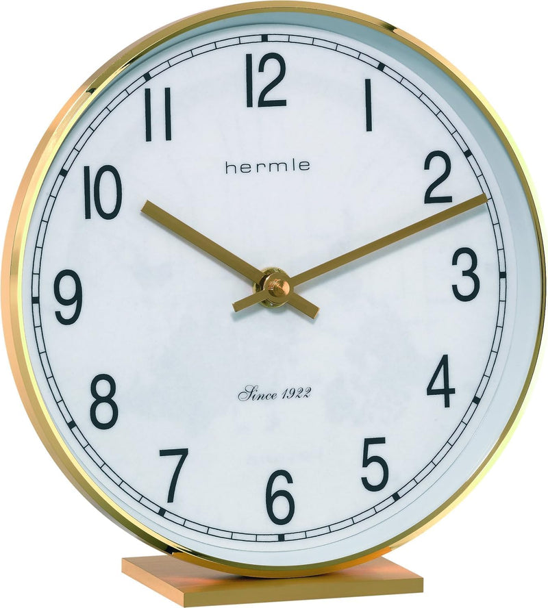 Hermle Uhrenmanufaktur Tischuhr, Messing, Gold, 19cm x 18cm x 6,5cm