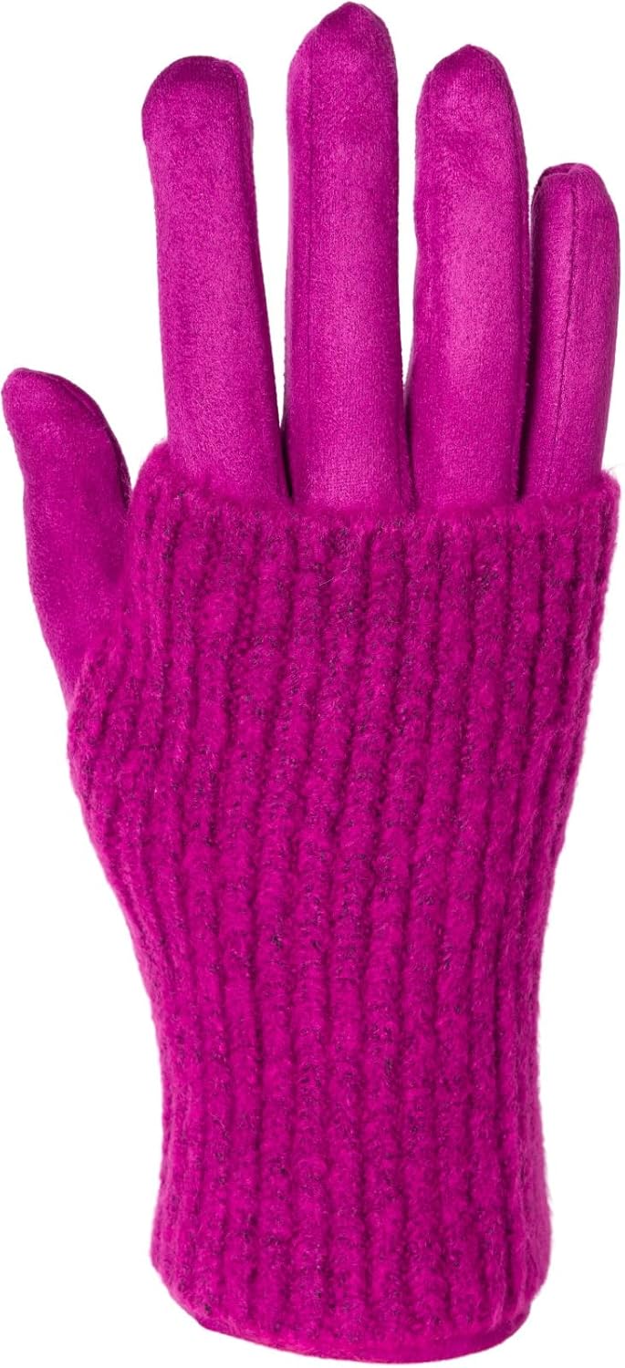 styleBREAKER Damen Touchscreen Stoff Handschuhe mit abnehmbaren Strick Stulpen, warme Fingerhandschu