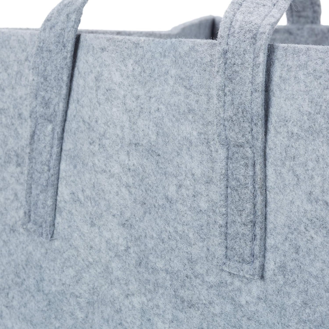Relaxdays Kaminholzkorb, 2 Griffe, faltbar, Zeitungshalter, Filzkorb Kaminholztasche Filz, Grau, 1 S