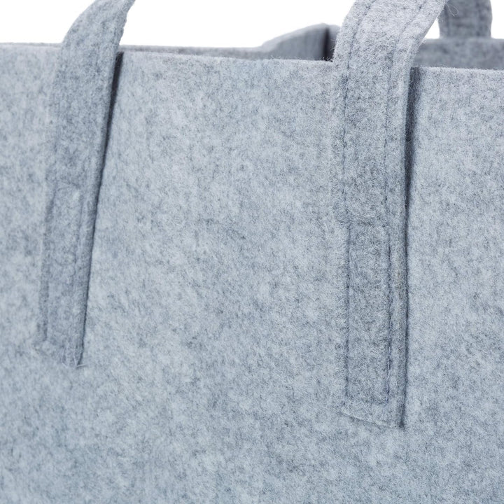 Relaxdays Kaminholzkorb, 2 Griffe, faltbar, Zeitungshalter, Filzkorb Kaminholztasche Filz, Grau, 1 S