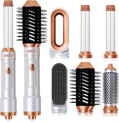 Hot Air Styler 6 in 1, UKLISS Föhnbürste mit 6 Ersatz: 1000W Haartrockner, Airflow-Auto Lockenstab,