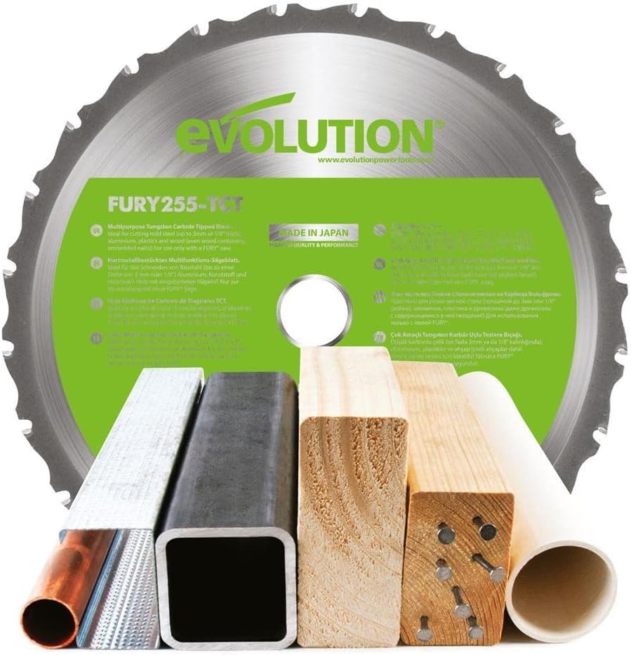 Evolution Power Tools - F255SMS Mehrzweck-Gleit-Gehrungssäge, 255 mm, 1600 W, 230 V, Mehrzweck-Gleit