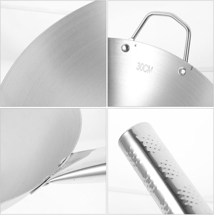 Luxshiny Edelstahl Bratpfanne 30cm Antihaftbeschichtet mit Langem Griff Wok Pfanne Tief Induktion Ge
