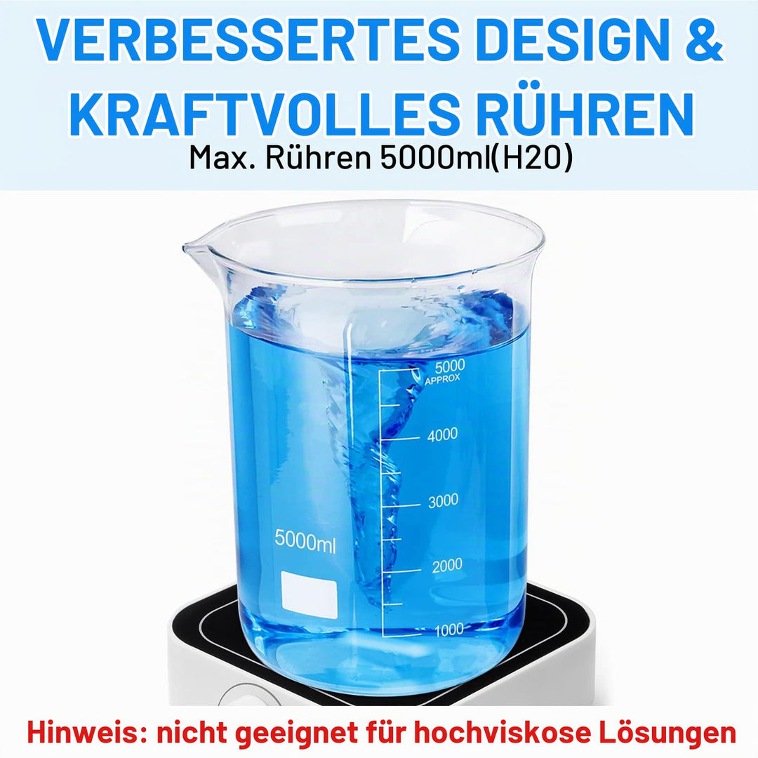 PRECIPETTE Magnetrührer 500-3000UpM 5L Labor Magnetic Stirrer Mixer Labor Rührer 145mm 5000ml mit 1
