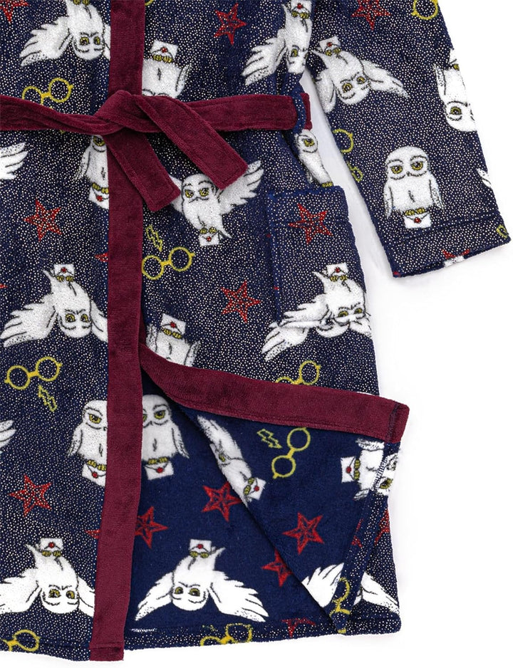 Harry Potter-Bademantel für Mädchen | Kinder Zwei Optionen Rot Hogwarts ODER Blau Hedwig Pyjama-Robe