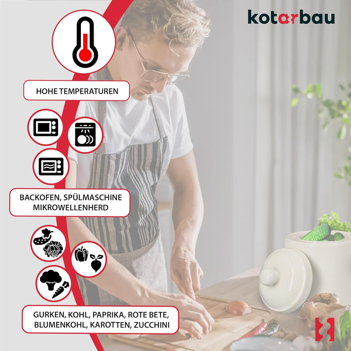KOTARBAU® Sauerkraut Gärtopf Sauerkrauttopf 1,8L Tontopf mit Deckel Steinguttopf Fermentieren Dauerk