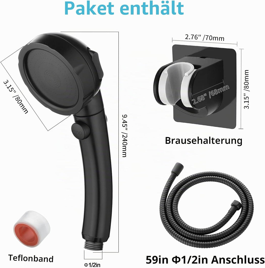 RV Duschbrause mit Schlauch und Halterung, ein Duschkopf wassersparend mit selbstjustierbarer Halter
