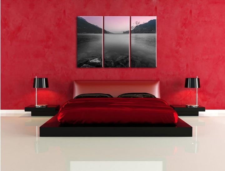 Pixxprint Gardasee in Italien als Leinwandbild | Grösse: 3 Teilig (120x80) | Wandbild| Kunstdruck |