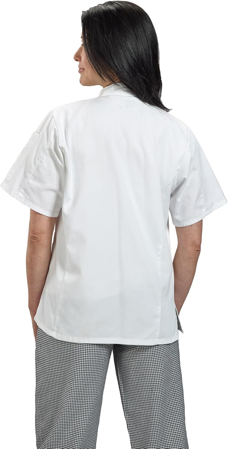Mercer Culinary M60023WHXS Millennia Women's Short Sleeve Cook Jacket with Traditional Buttons, X-Sm