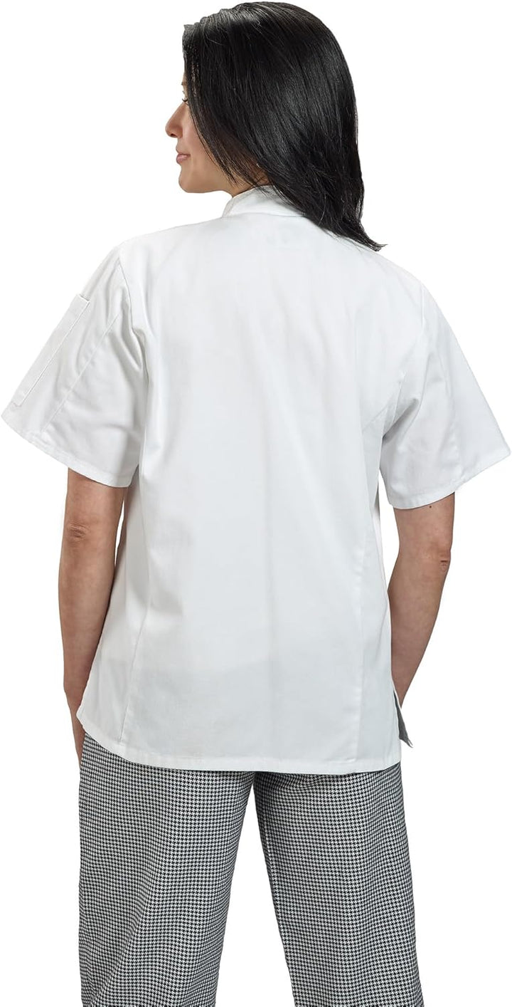 Mercer Culinary M60023WHXS Millennia Women's Short Sleeve Cook Jacket with Traditional Buttons, X-Sm