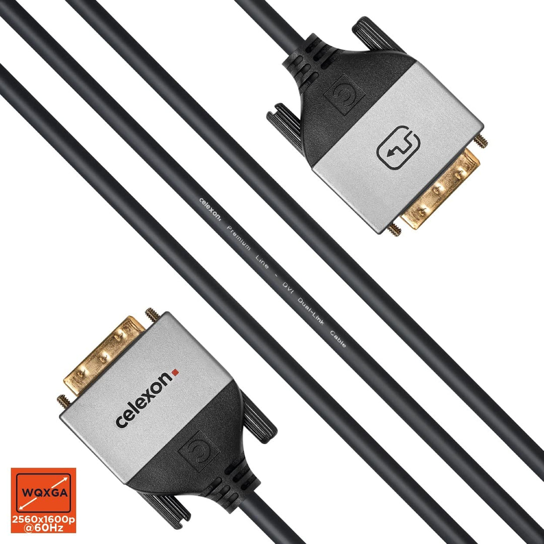 celexon DVI Dual Link Kabel 5,0m - 2x DVI-D (24+1) Stecker - Plug & Play - Professional Line 5m DVI,