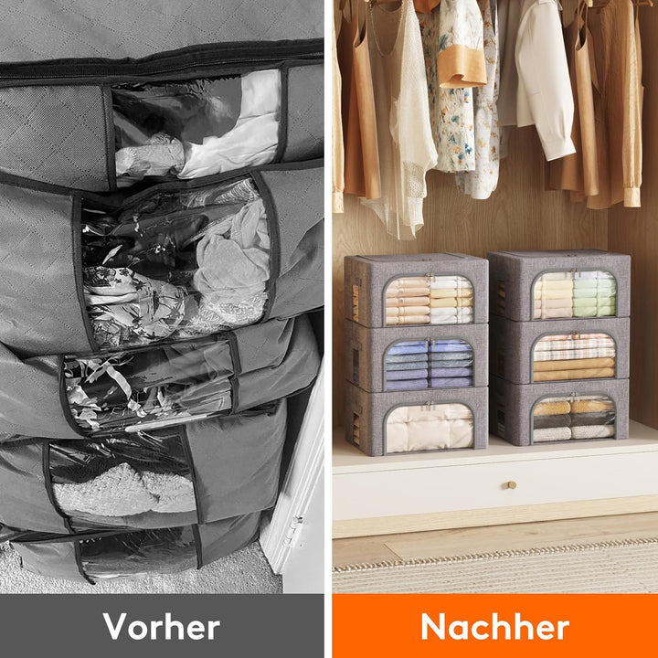 Lifewit 25L Aufbewahrungsbox mit Deckel, Kleidung Aufbewahrung, Faltbare Kleideraufbewahrung mit Met