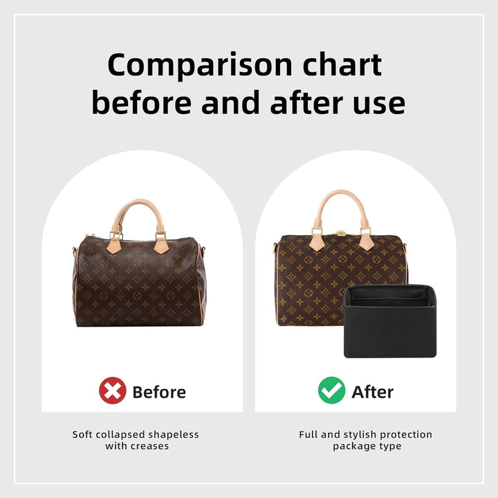 DGAZ Handtaschen Organizer Einsatz, Seide Handtaschenorganisator für LV Speedy Nano/20/25/30/35/40/4