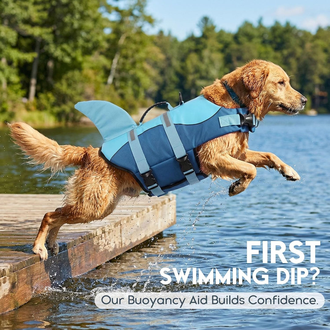 ASENKU Schwimmweste für Hund Hai Klein mit Sicherheitsgriff & Reflektorstreifen Robuste Rettungswest