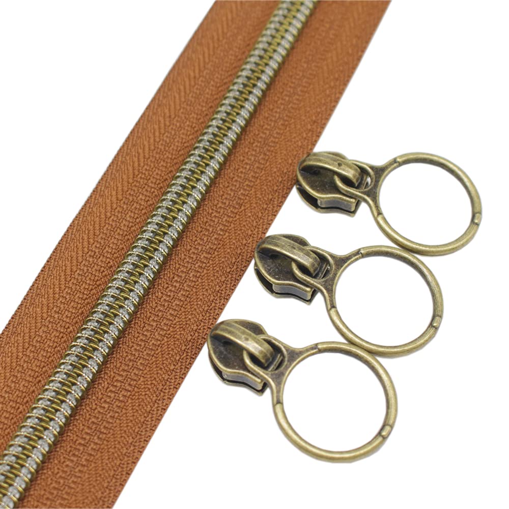 YaHoGa 9 m bronzefarbene endlos Reissverschluss Meterware Braune Reissverschluss 6mm-Spirale + 20 No