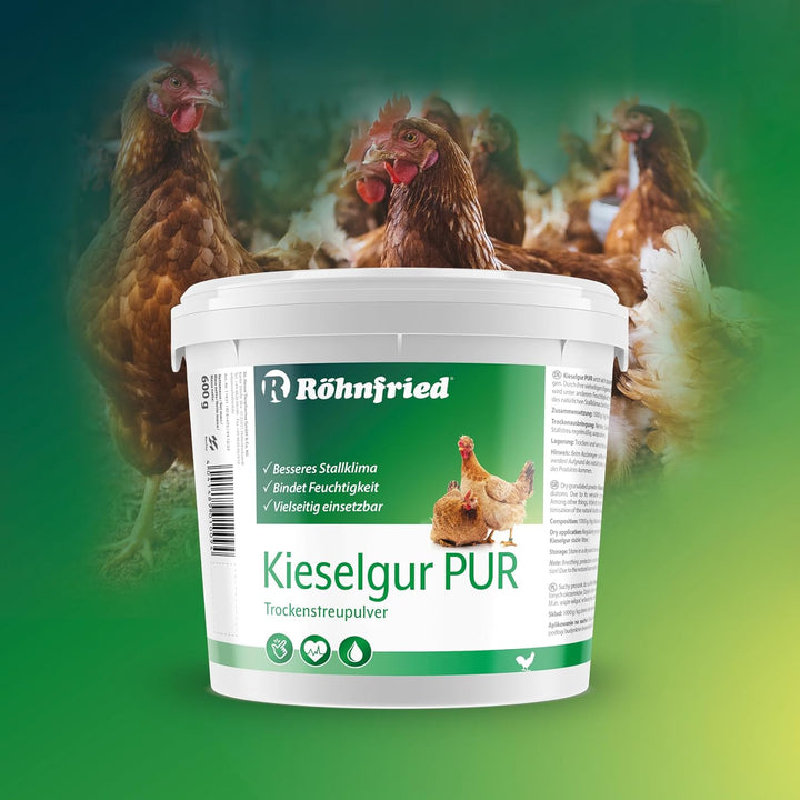 Röhnfried - Kieselgur PUR (600 g) - Naturreine Kieselerde in Pulver-Form - für ihren Hühnerstall, Ka