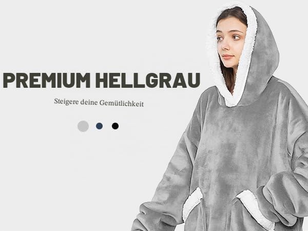 Emwwat Extra Lange Hoodie Decke, Übergrosse Sherpa Hoodie Decke für Damen und Herren, tragbare Decke