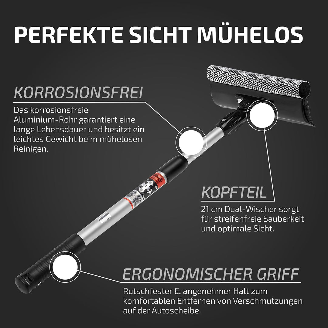 HEYNER® Scheibenreiniger Set I Super Cleaner L PRO mit Teleskopgriff + Ersatzkit I Auto Reinigungs-B