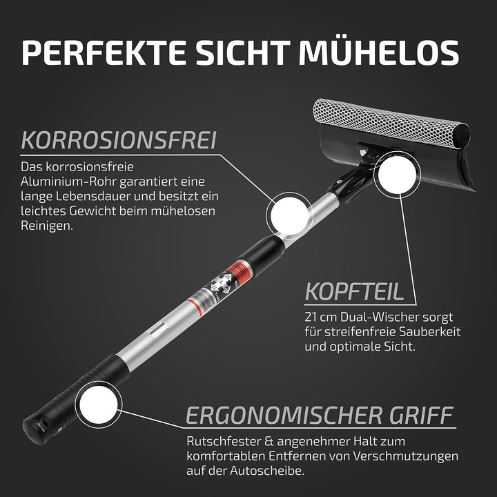 HEYNER® Scheibenreiniger Set I Super Cleaner L PRO mit Teleskopgriff + Ersatzkit I Auto Reinigungs-B