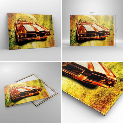 Bilder auf Leinwand 100x70cm Leinwandbild Auto Geschwindigkeit Cabriolet Gross Wanddeko Bild Schlafz