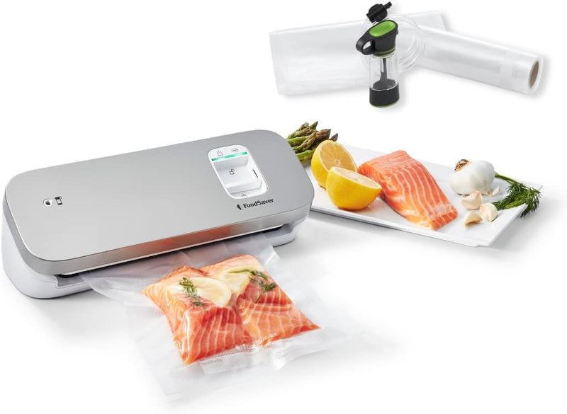 Kompaktes Vakuumiergerät von FoodSaver mit Handheld-Vakuumierer | 1 kleine Rolle & 5 kleine Vakuumie