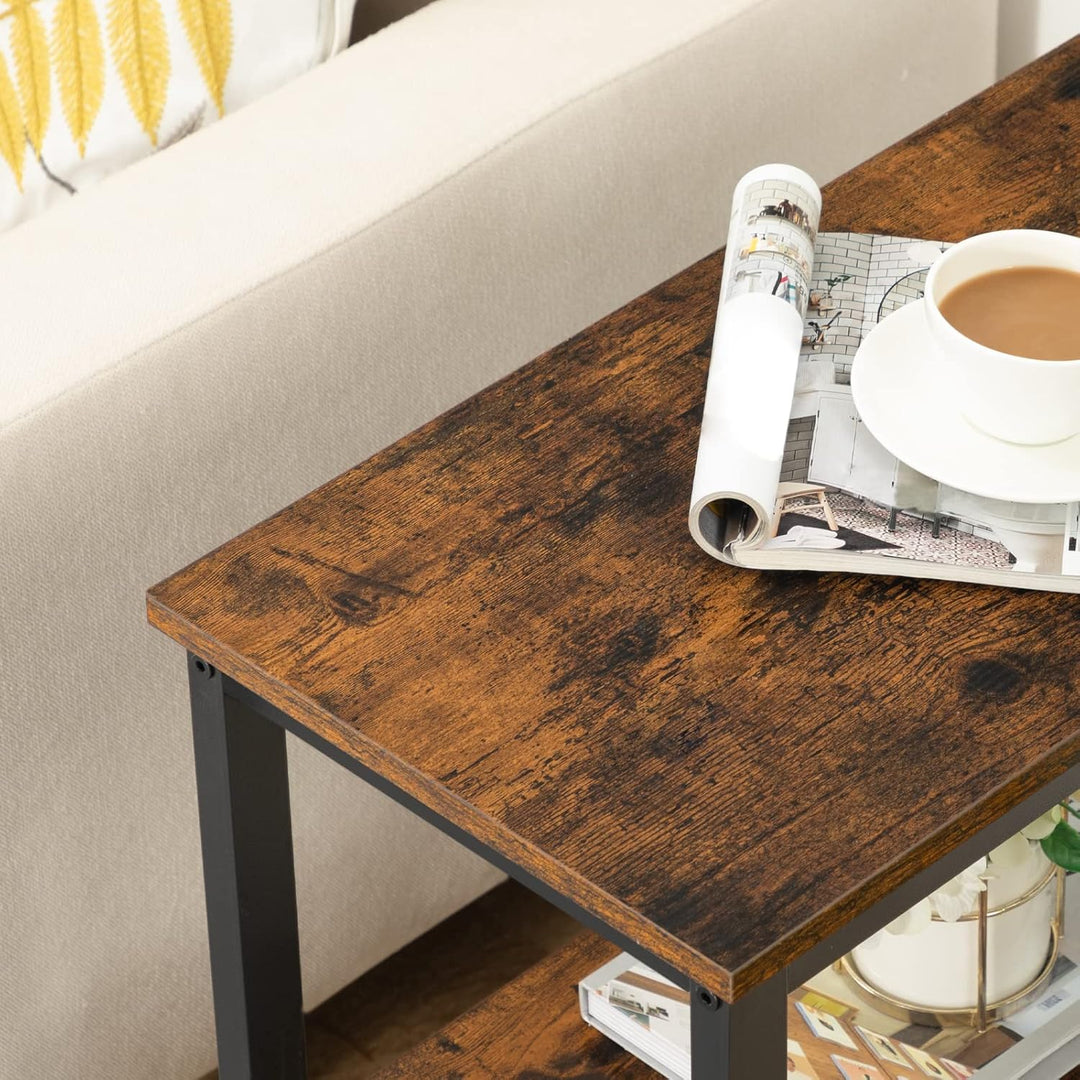HOOBRO Beistelltisch, Nachttisch mit 3 Ablage, Sofatisch Industriestil, Nachtschrank, Schlafzimmer,