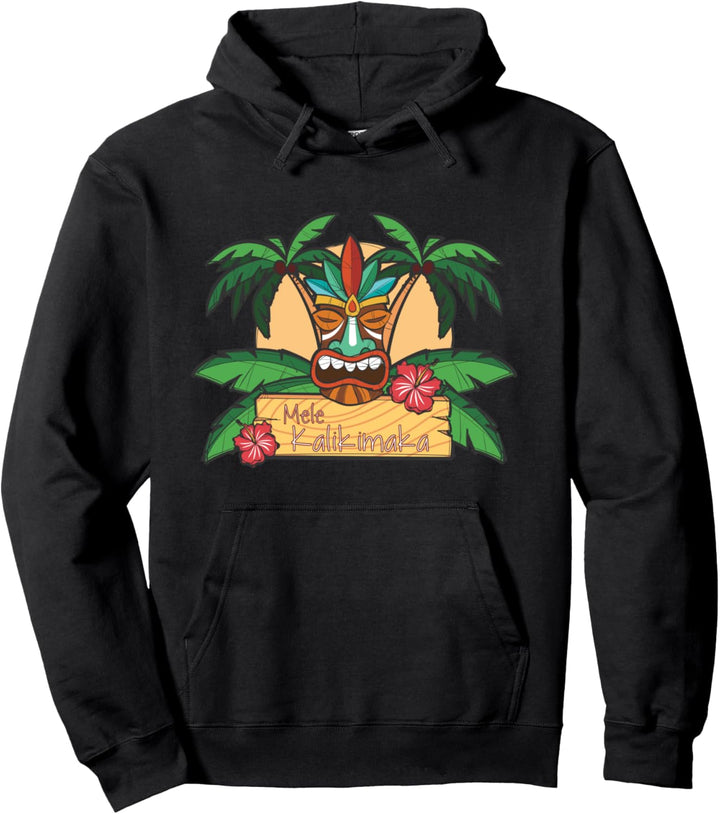 Mele Kalikimaka Frohe Weihnachten Hawaiian Tiki Pullover Hoodie