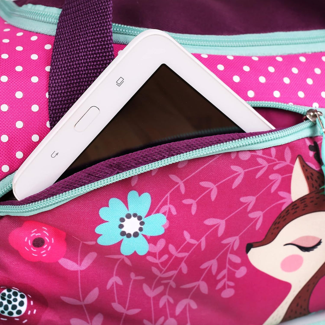 Sporttasche mit süssem Hirsch Motiv für Jungen und Mädchen Pink/Lila/Türkis, Pink/Lila/Türkis