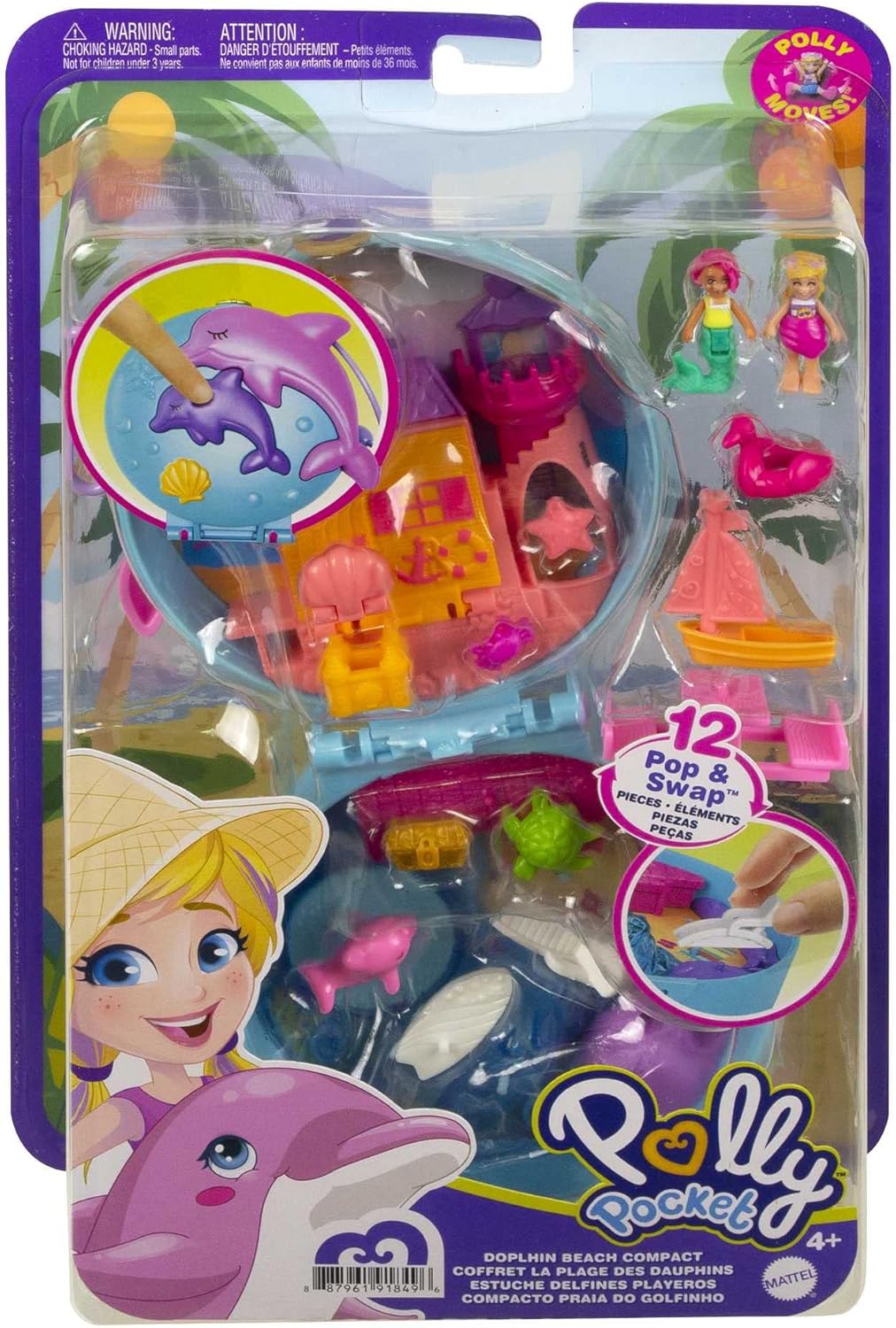 Polly Pocket HCG17 - Glitzerbühne, Tanzthema mit Micro Polly & Freundespuppen, 5 Überraschungen & 12