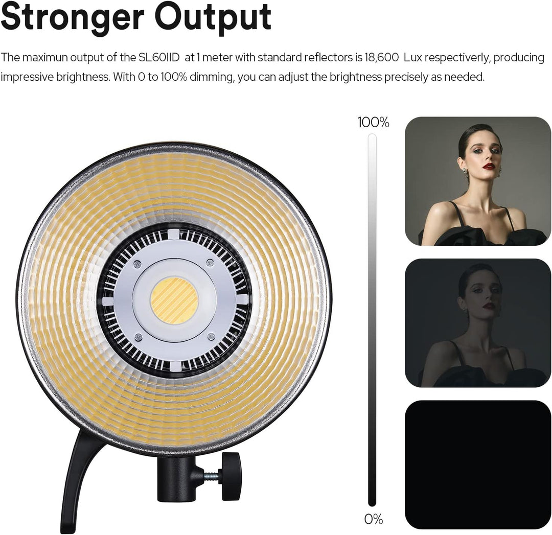 Godox SL60IID LED-Videoleuchte, 70 W 5600 K CRI 96 TLCI 97 LED-Studioleuchte mit Bowens-Halterung, 8