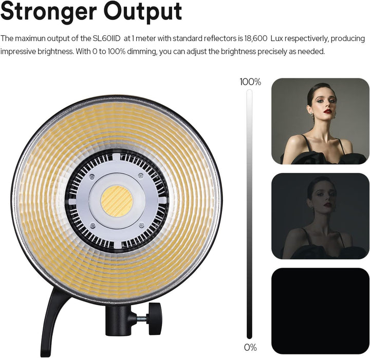 Godox SL60IID LED-Videoleuchte, 70 W 5600 K CRI 96 TLCI 97 LED-Studioleuchte mit Bowens-Halterung, 8