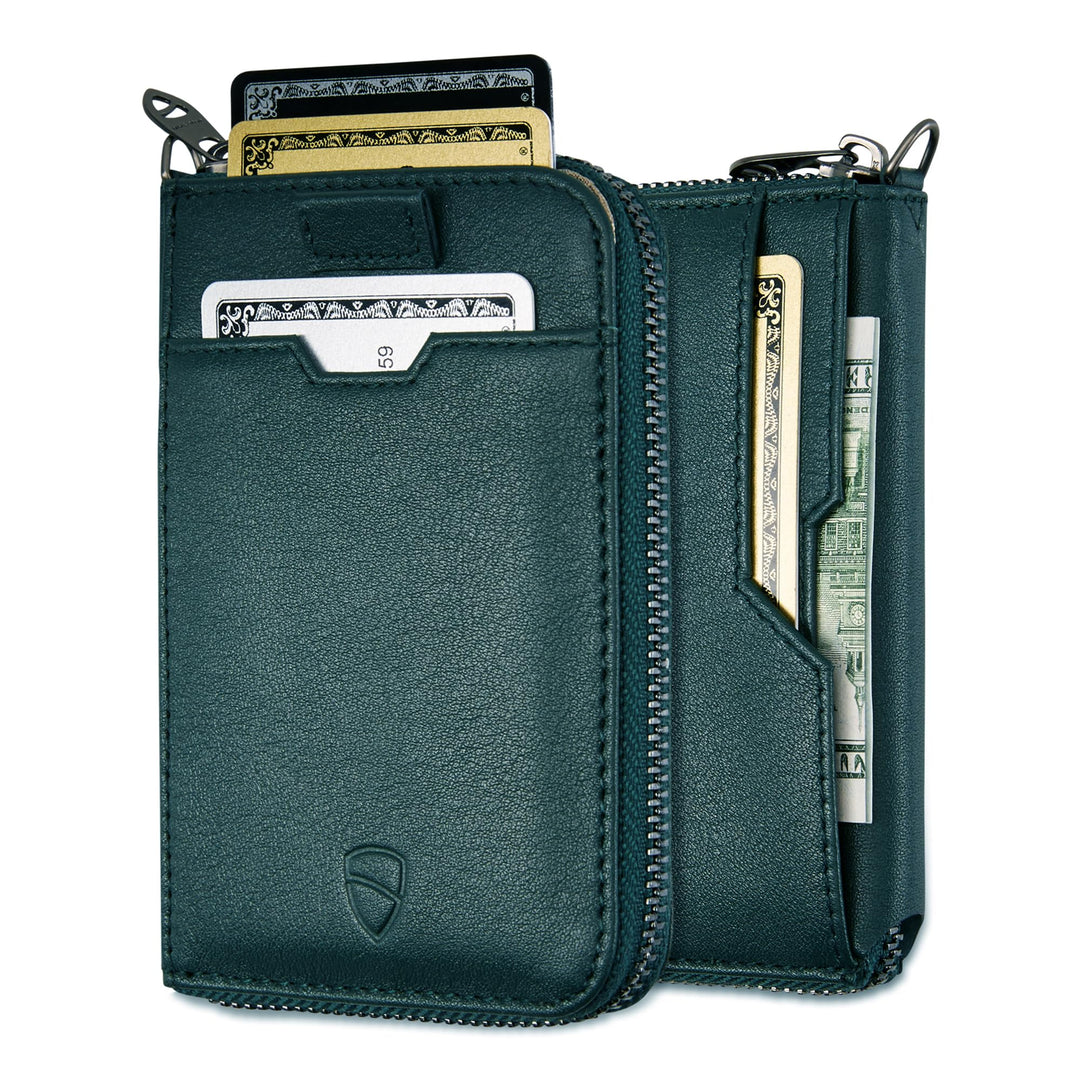 Vaultskin Notting Hill schlanke Brieftasche mit Reissverschluss und RFID Schutz. Geldbörse für Kredi