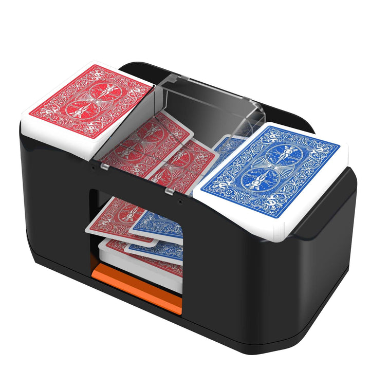Automatischer Kartenmischer – Geräuscharmer &amp; Wiederaufladbar (2000 mAh) – Mischt 2 Kartensätze – Au