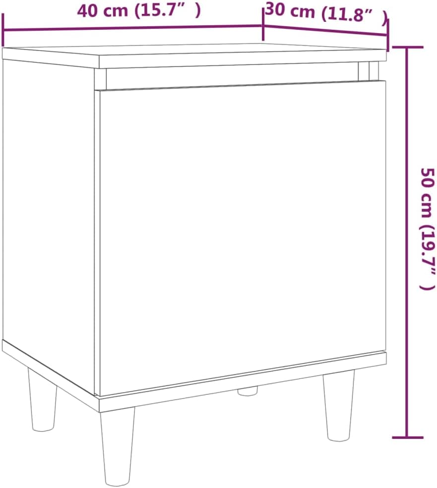 vidaXL Nachttisch mit Massivholz-Beinen Nachtschrank Nachtkonsole Nachtkommode Schlafzimmer Schrank