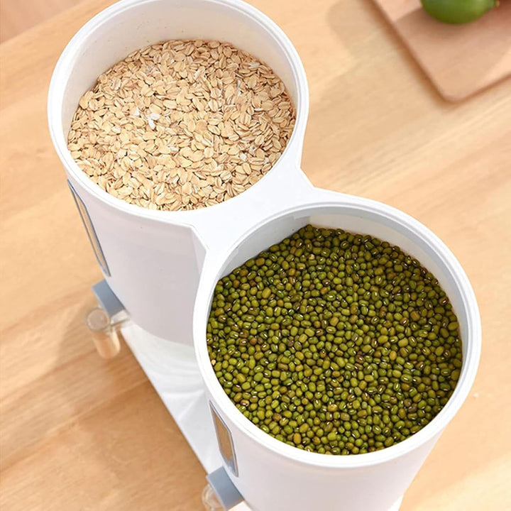 Reisspender - Haushalt Lebensmittel Container Für Trockenvorräte | Doppelkammer Küchen Cereal Spende