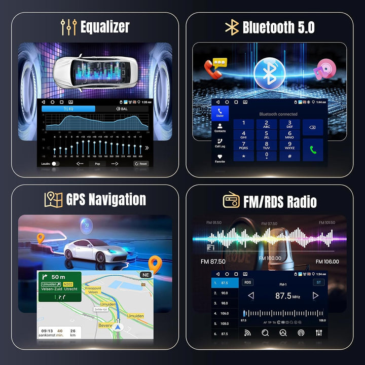 Podofo Carplay Android Autoradio für Peugeot 307 2002-2013,2G++64G,9" Touchscreen HiFi Android Auto