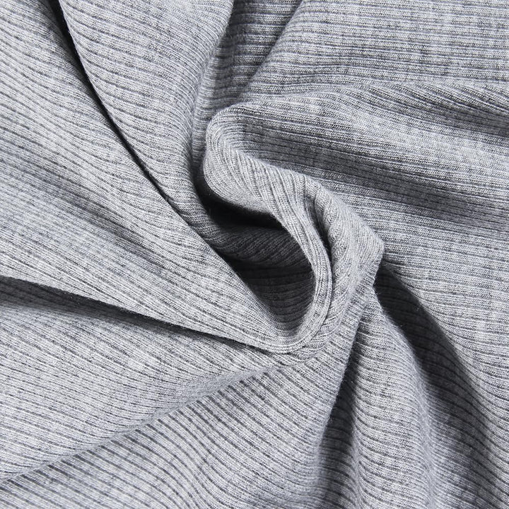 Langarmshirt Damen Rundhal Pullover Elegant Langarm Oberteile Rippshirt Tshirts Basic Tops, Grau L
