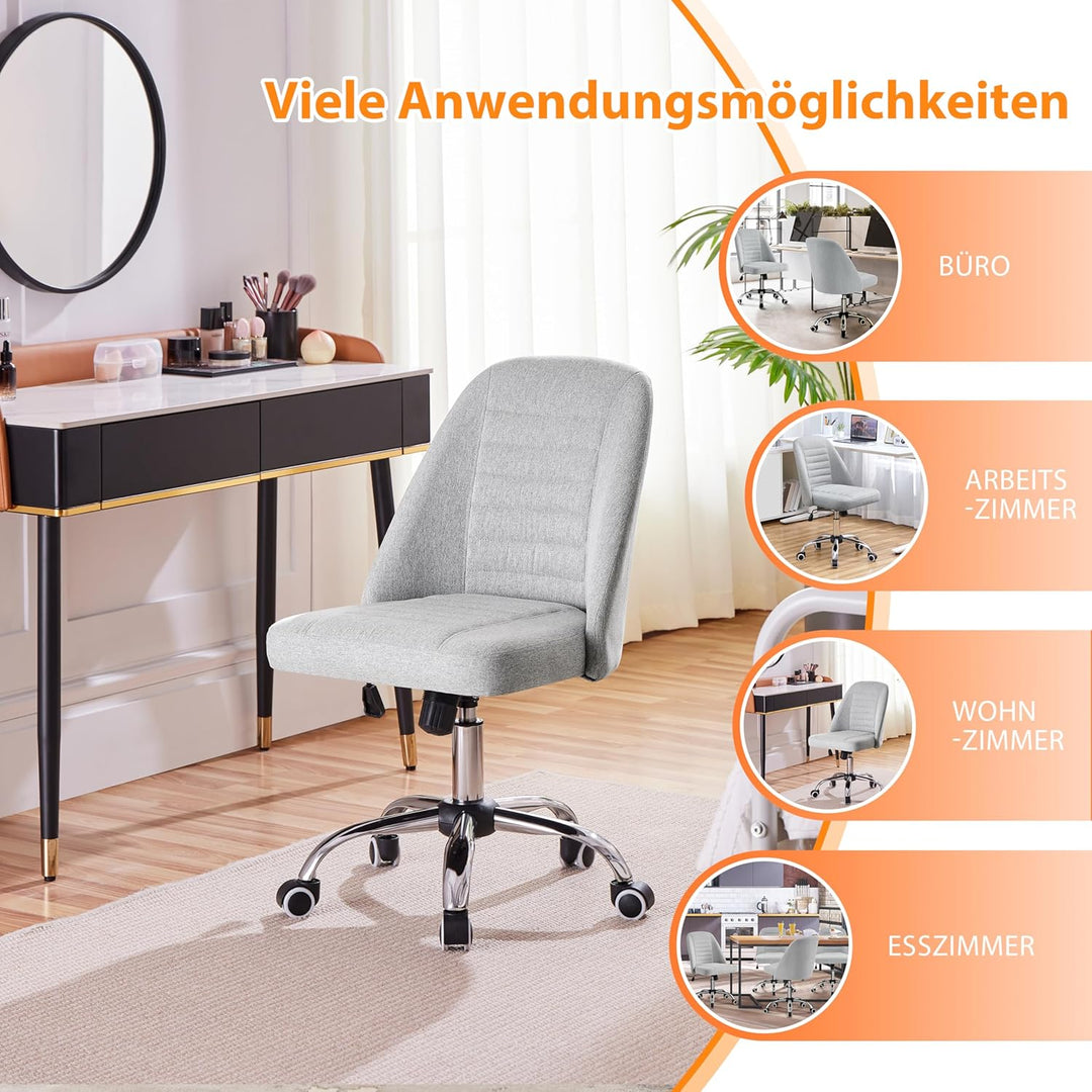 Yaheetech Bürostuhl Schreibtischstuhl Ergonomisch Gepolstert Stoff Drehstuhl mit Rollen Arbeitshocke