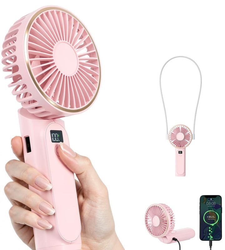Tragbarer Mini-Ventilator Mit 4000mAh und LED-Display - 180° Verstellbar, Wiederaufladbar, 6 Geschwi