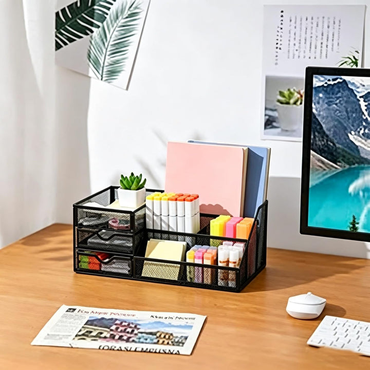 Marbrasse Mesh-Schreibtisch-Organizer mit Schubladen, multifunktionaler Schreibtisch-Organizer und Z