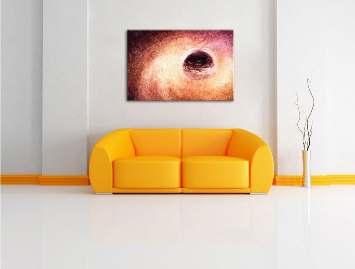 Pixxprint Loch mit Farbkontrasten / 100x70cm Leinwandbild bespannt auf Holzrahmen/Wandbild Kunstdruc