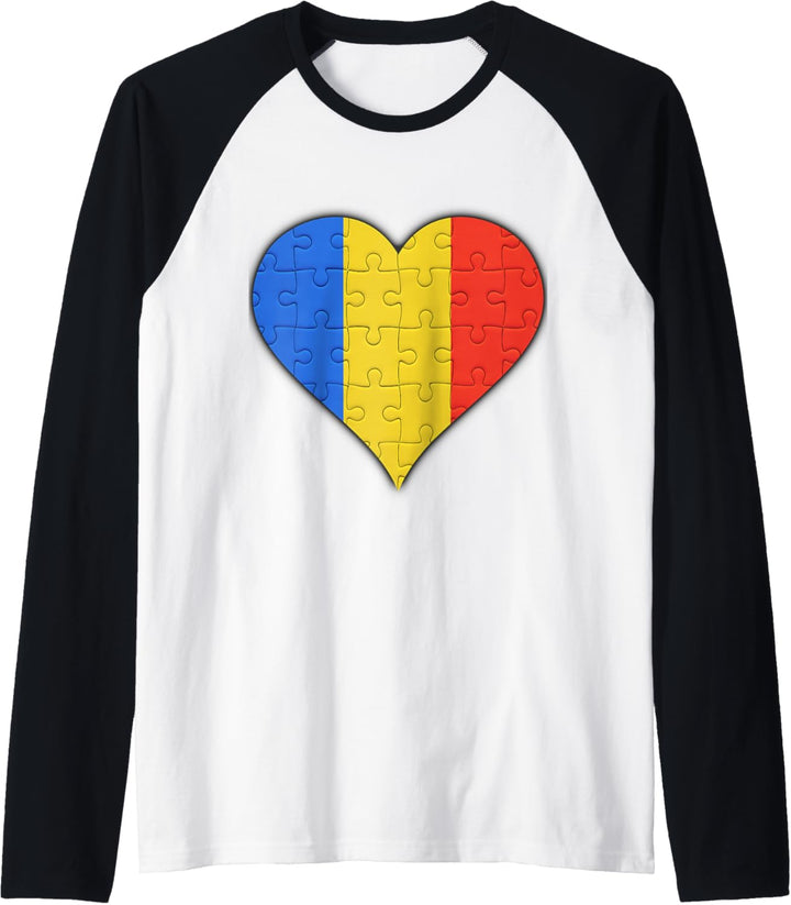 Rumänien Rumänische Flagge Herz Raglan